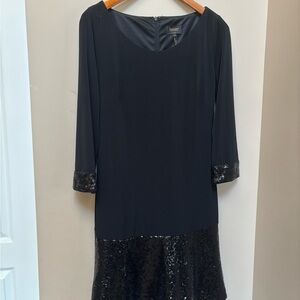 Laundry By Shelli Segal Black Long Sleeve Sequin Hem Dress
